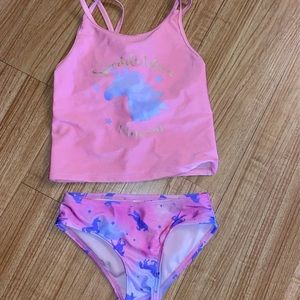 Girls unicorn bikini like new pink & purple size 4:5 Cat&jack